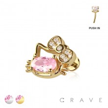 MULTI CZ RIBBON KITTY CAT THREADLESS (PUSH IN) 316L SURGICAL STEEL LABRET SET